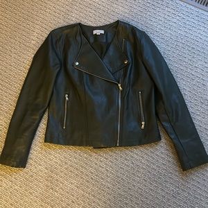 Leather bomber jacket